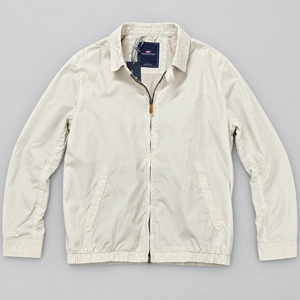 Vineyard Vines Heritage Harrington Jacket Mens Size M Stone Ripstop Full Zip NWT